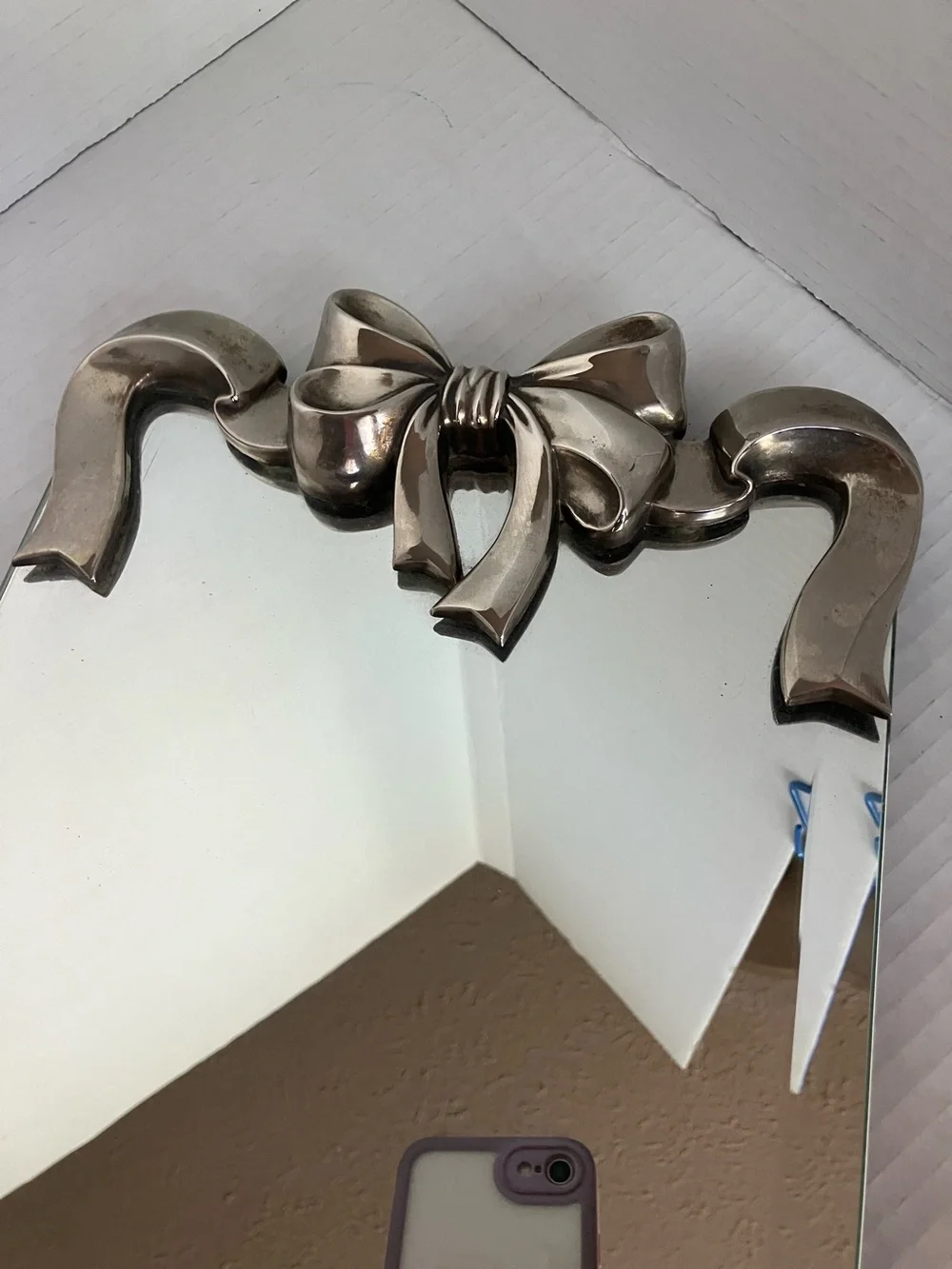 Vintage Godinger Silver Bow Mirror Vanity Tray 8x16 Inches